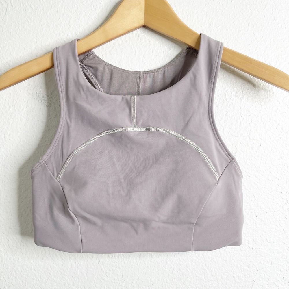 Lululemon Tough Train High Neck Open Back Sports Bra‎ Contrast Stitching
